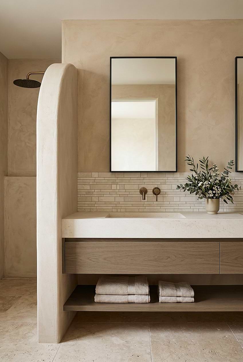Beige Marble Subway Backsplash Wall BA1095
