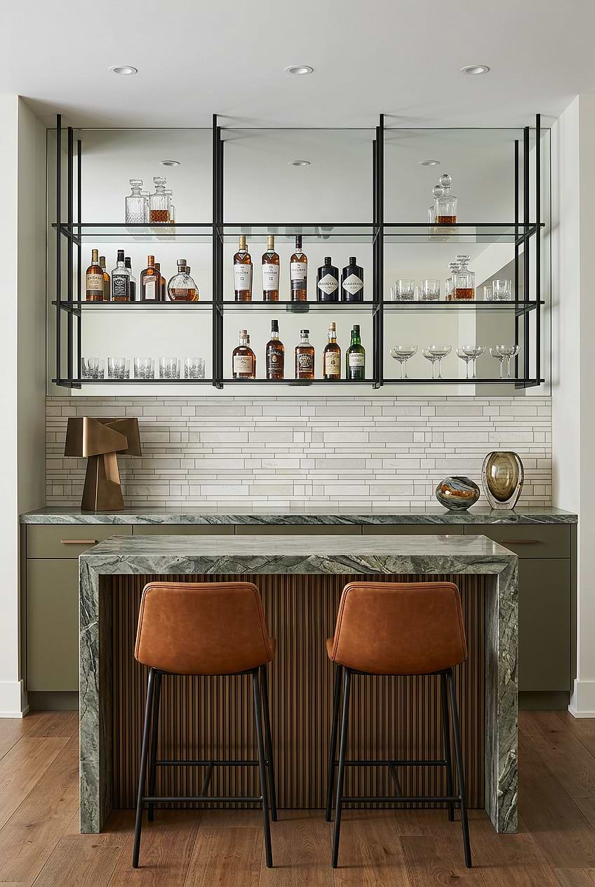Beige Marble Subway Modern Bar BA1095