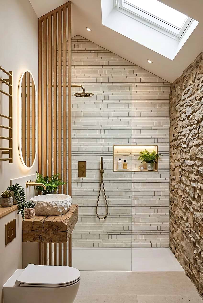 Beige Marble Subway Natural Shower Tile BA1095