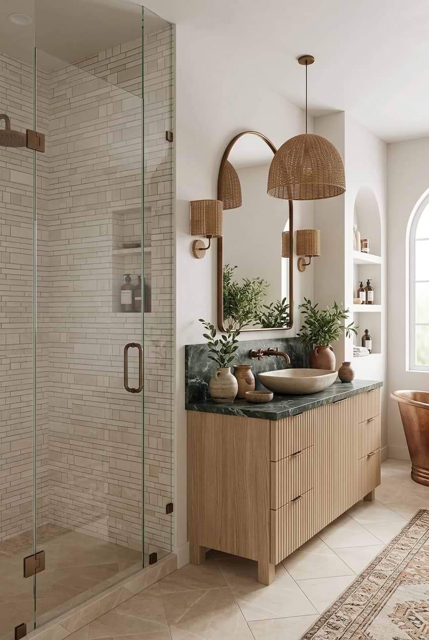 Beige Marble Subway Shower Tile BA1095 Beige Marble Subway Shower Tile BA1095