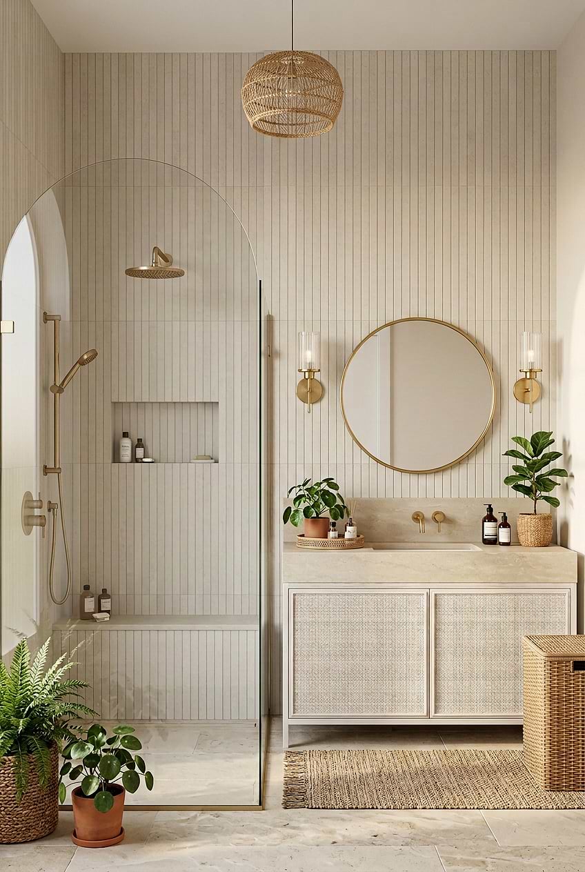 Beige Porcelain Long Shower Tile BA4501