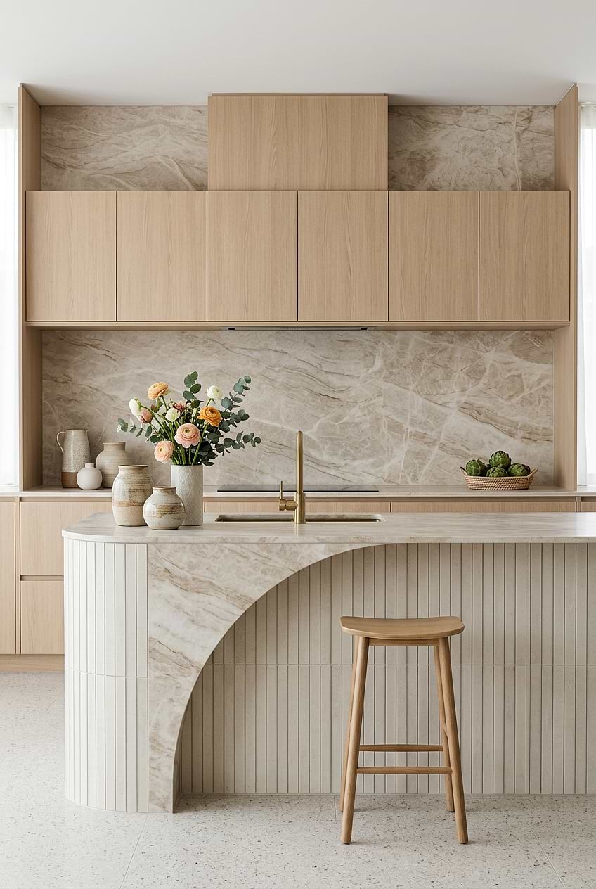 Beige Porcelain Vertical Mosaic Kitchen Tile BA4501
