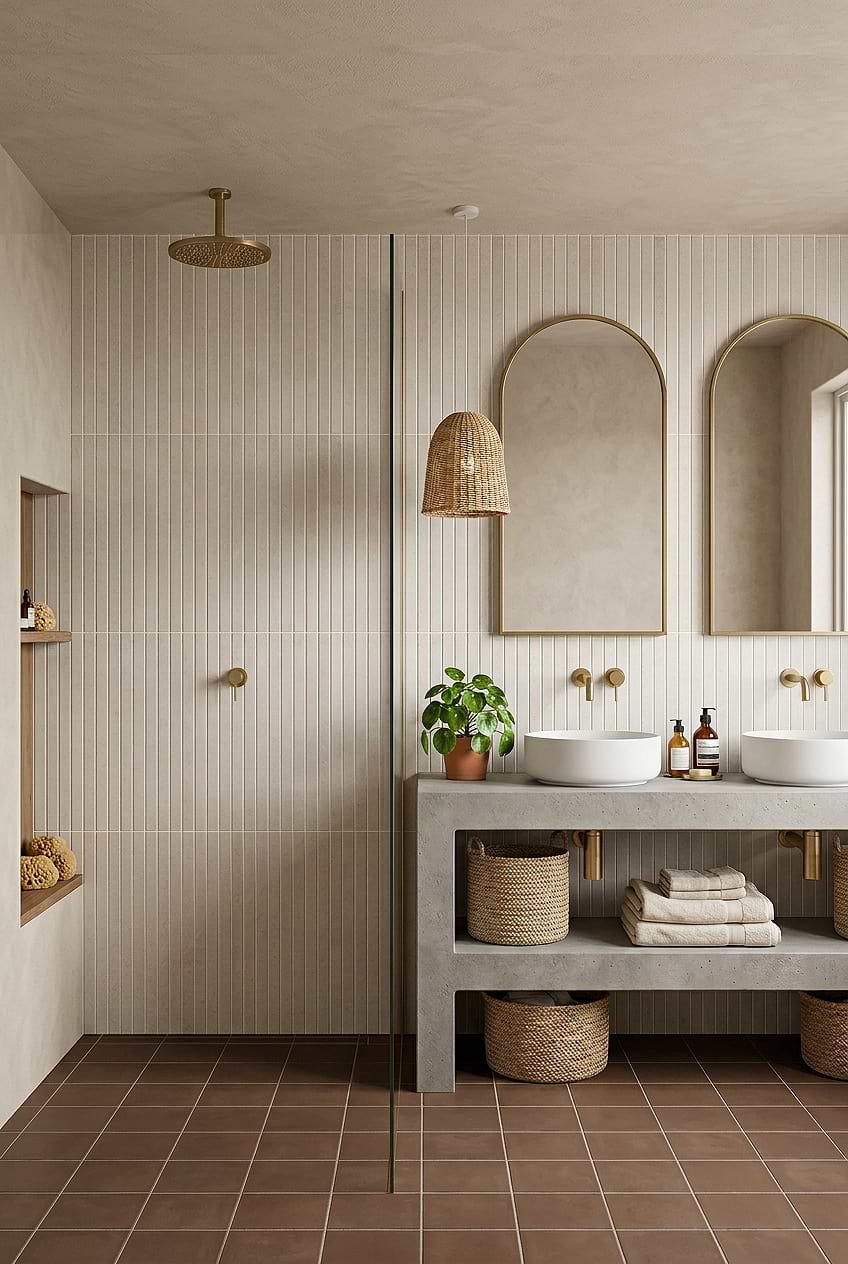 Beige Porcelain Vertical Shower Tile BA4501