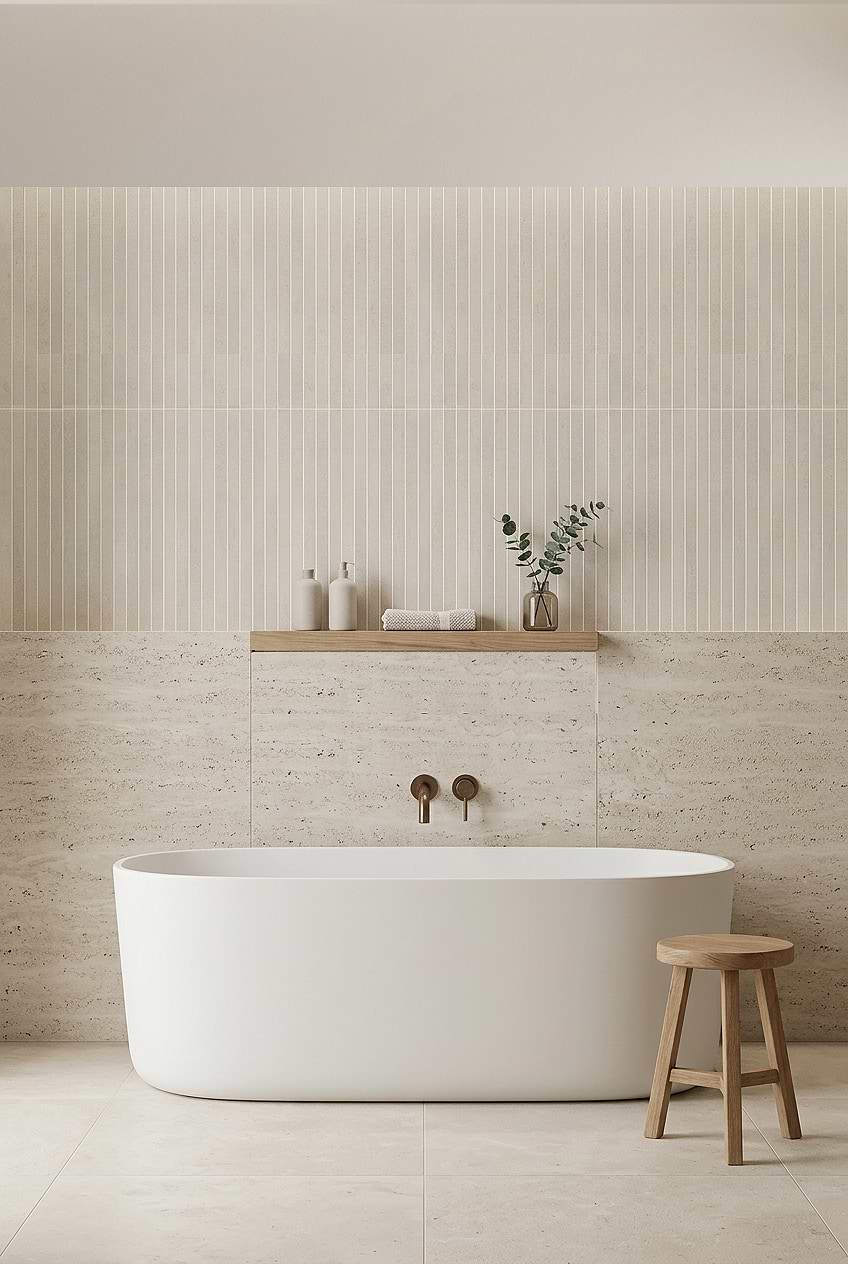 Beige Vertical Porcelain Bathroom Wall Tile BA4501 Beige Vertical Porcelain Bathroom Wall Tile BA4501