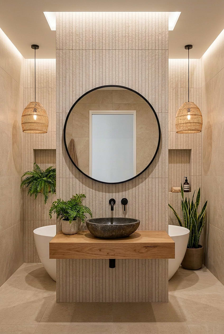 Beige Vertical Porcelain Vanity Wall BA4501