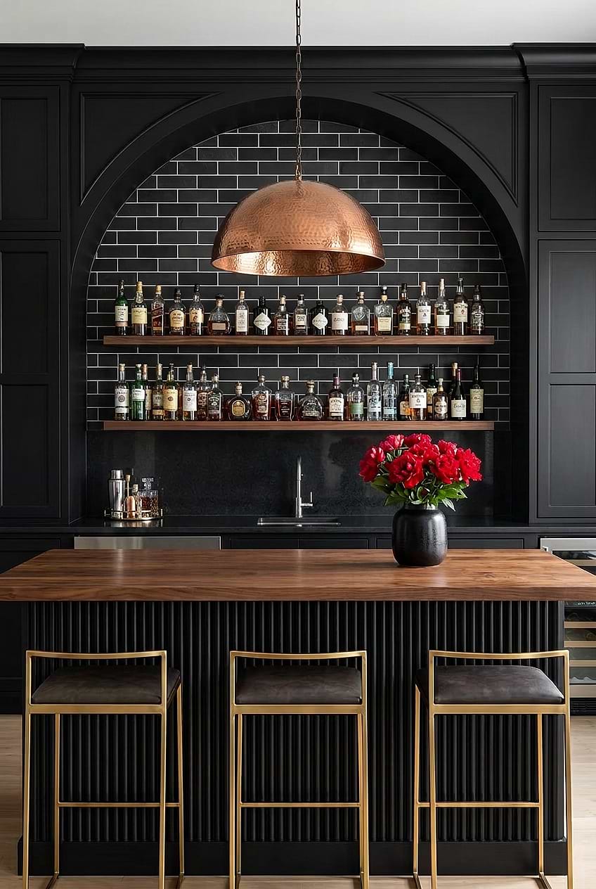 Black Slate Subway Luxury Bar Backsplash BA1070
