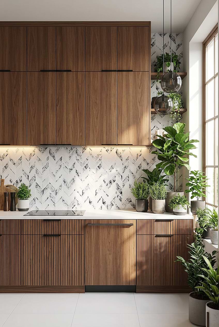 Black White Chevron Glass Tile Kitchen BA5506