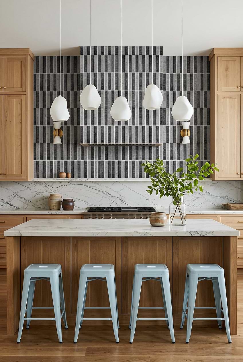 Black White Textured Glass Kitchen Backsplash BA8024