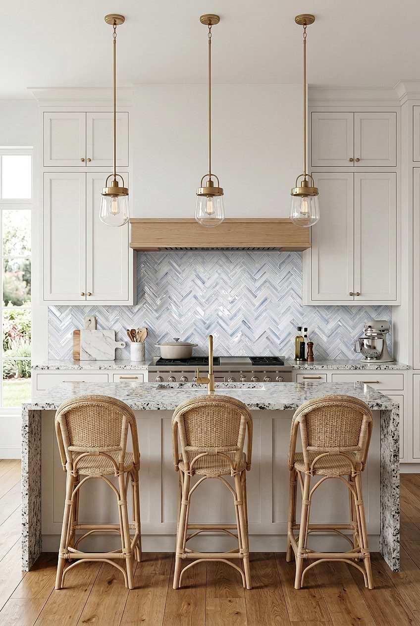 Blue Glass Herringbone for White Kitchen BA5507 LOT C