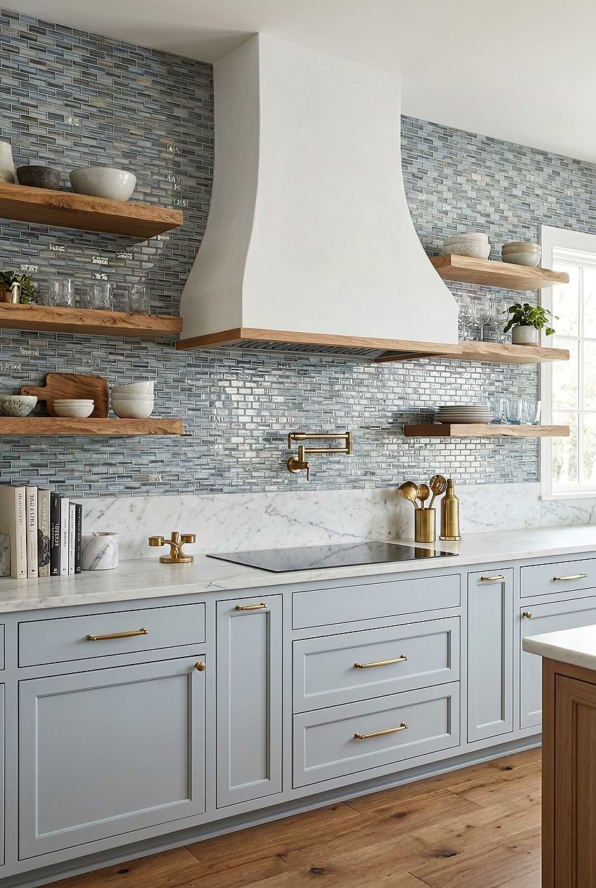 Blue Glass Subway Backsplash Kitchen Tile BA5516