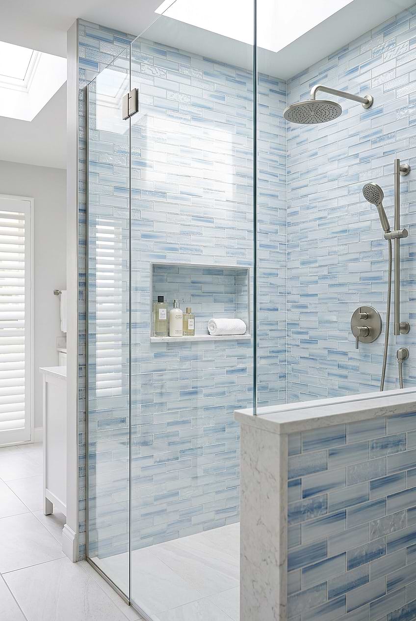 Blue Glass Subway Shower Wall BA5507 LOT C