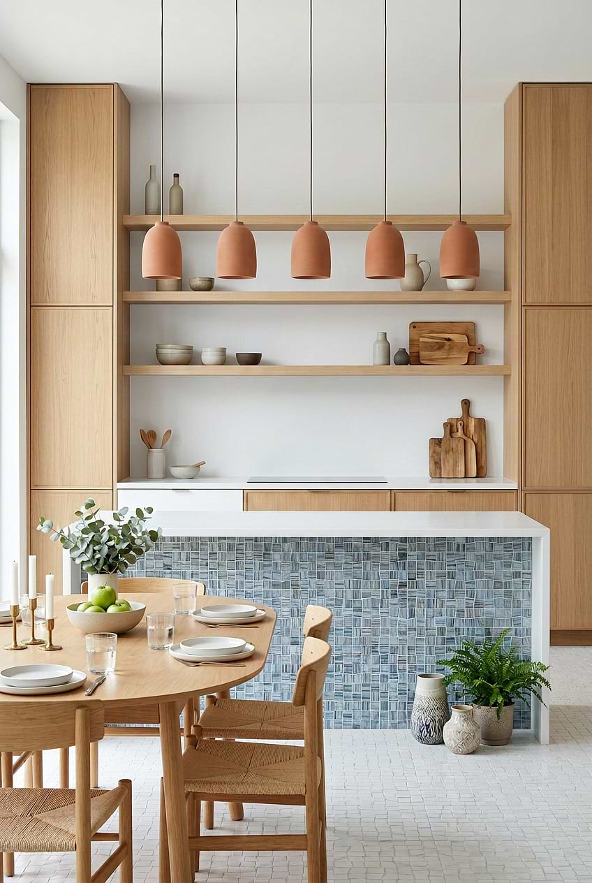 Blue Hand Painted Glass Mosaic Kitchen BA5515