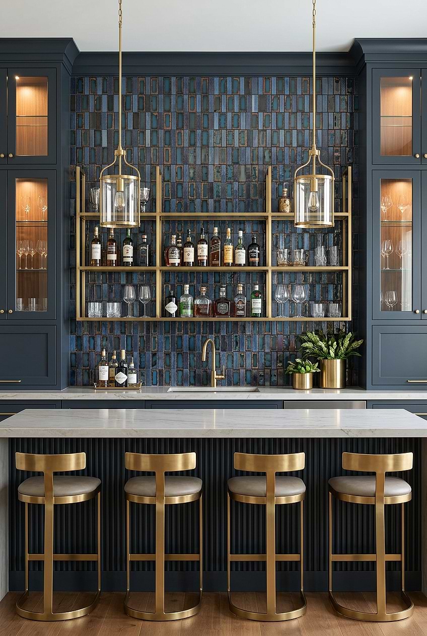 Blue Rustic Glass Luxury Bar Tile BA6204
