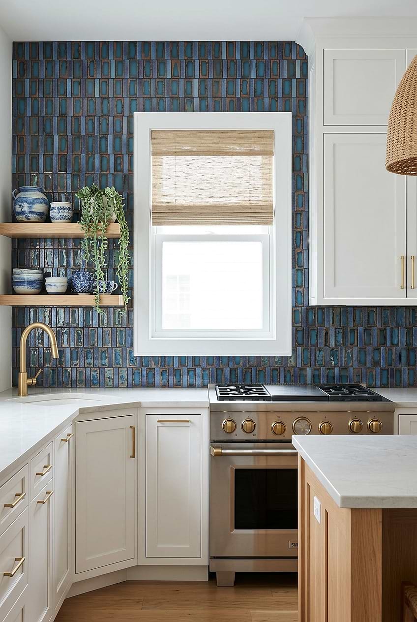 Blue Rustic Glass Mosaic Kitchen Backsplash BA6204 Blue Rustic Glass Mosaic Kitchen Backsplash BA6204