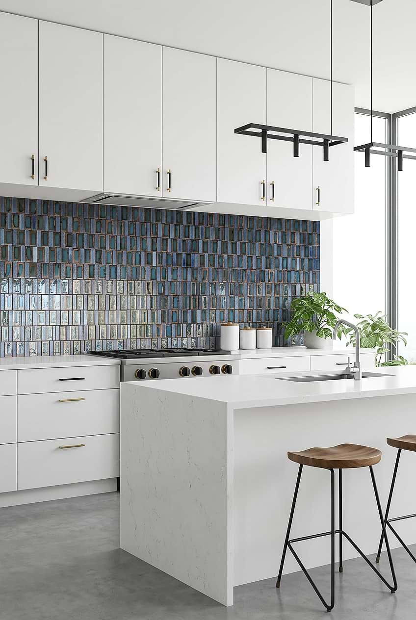 Blue Rustic Glass Rectangular Mosaic Kitchen BA6204