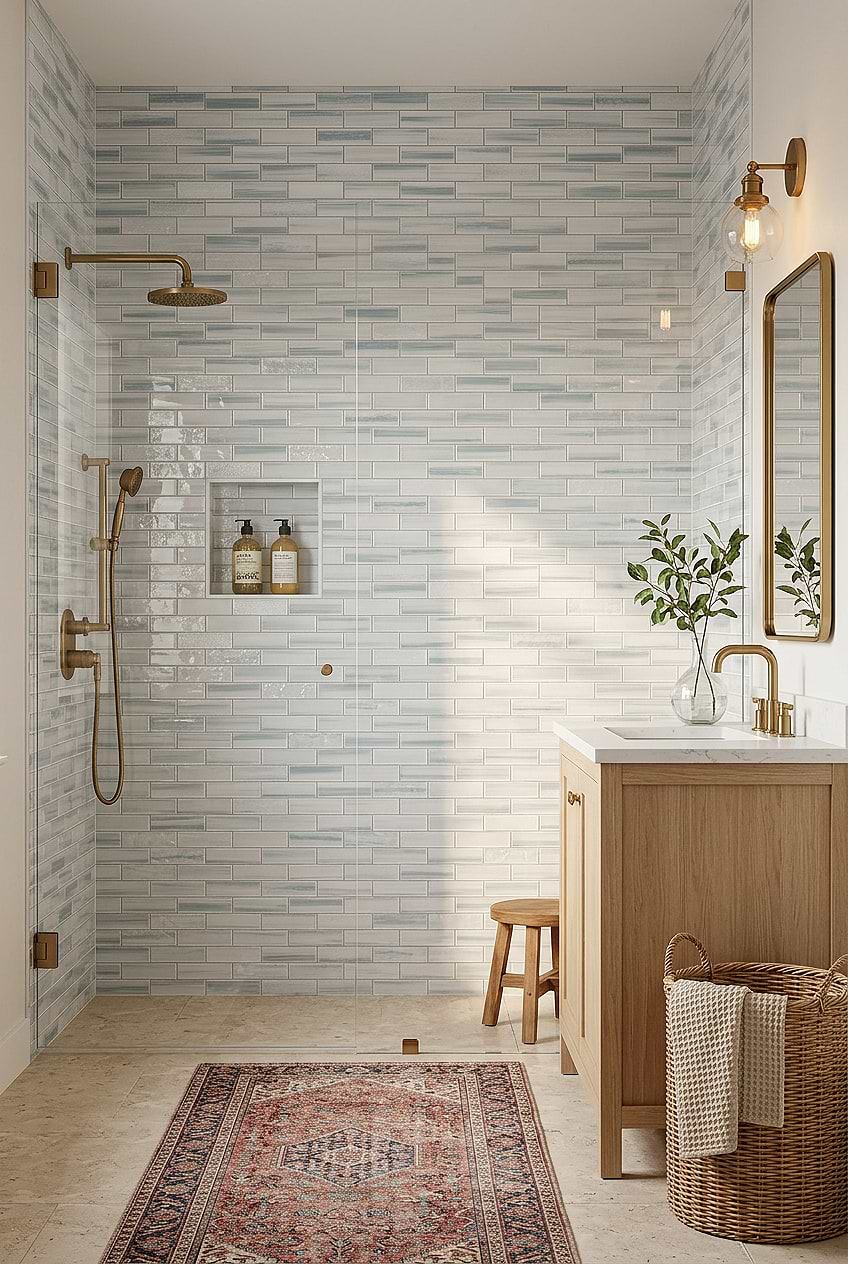 Blue Textured Glass Shower Tile BA5507 LOT A Blue Textured Glass Shower Tile BA5507 LOT A