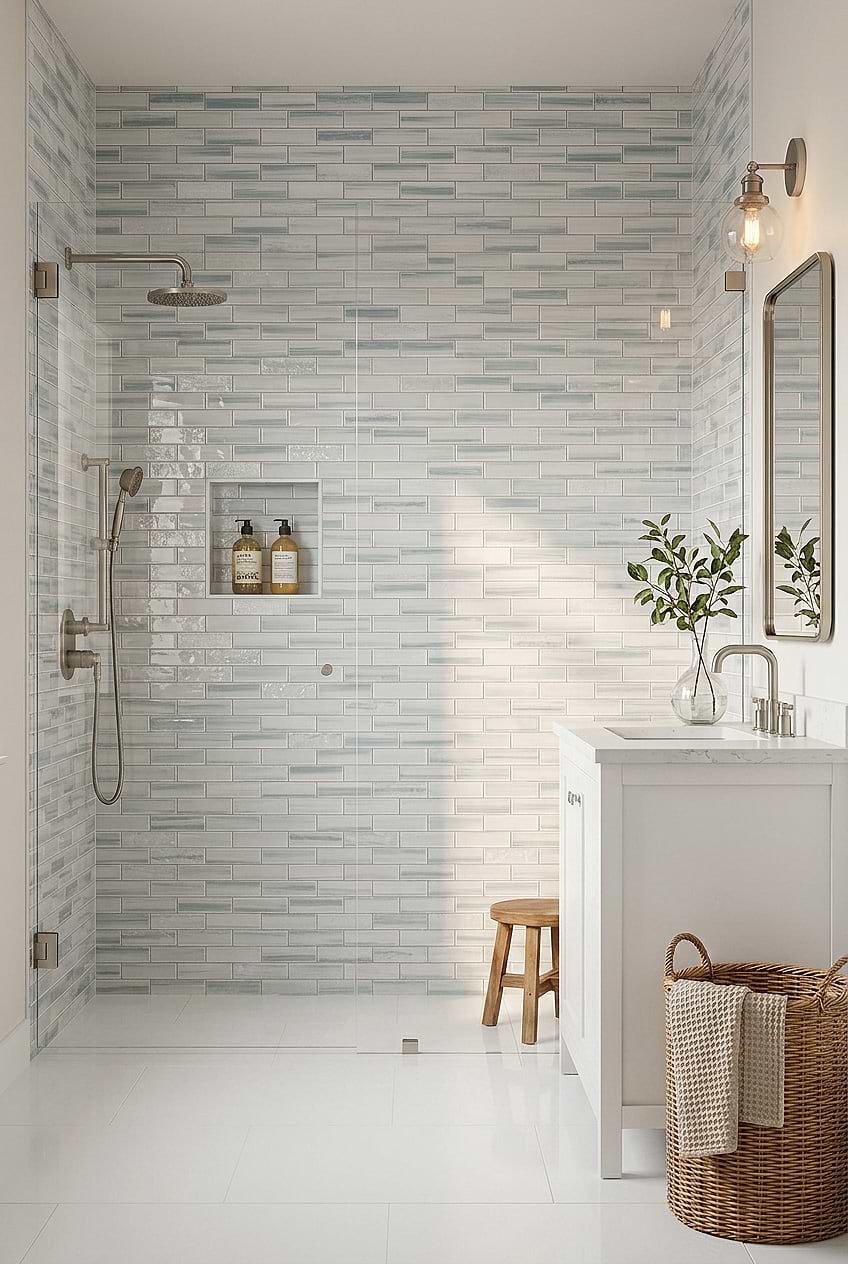 Blue Textured Glass Subway Bathroom Tile BA5507 LOT A