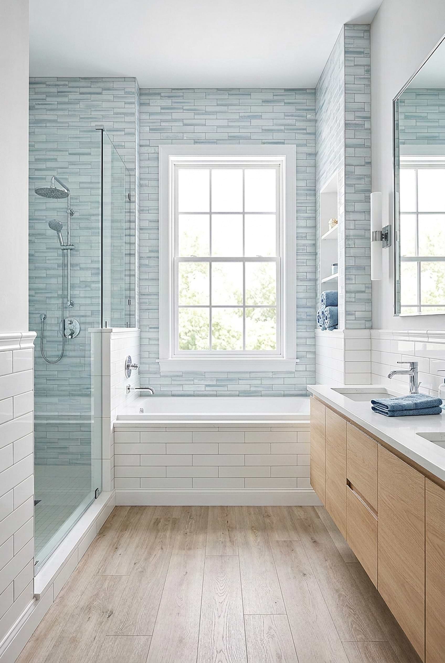 Blue Textured Glass Subway Bathroom Walls BA5507 LOT A