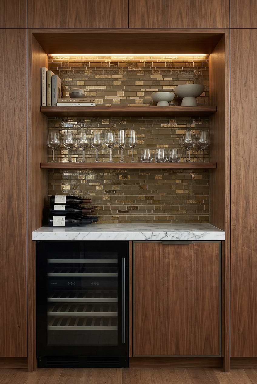 Bronzite Brown Glass Backsplash for Bar BA7019