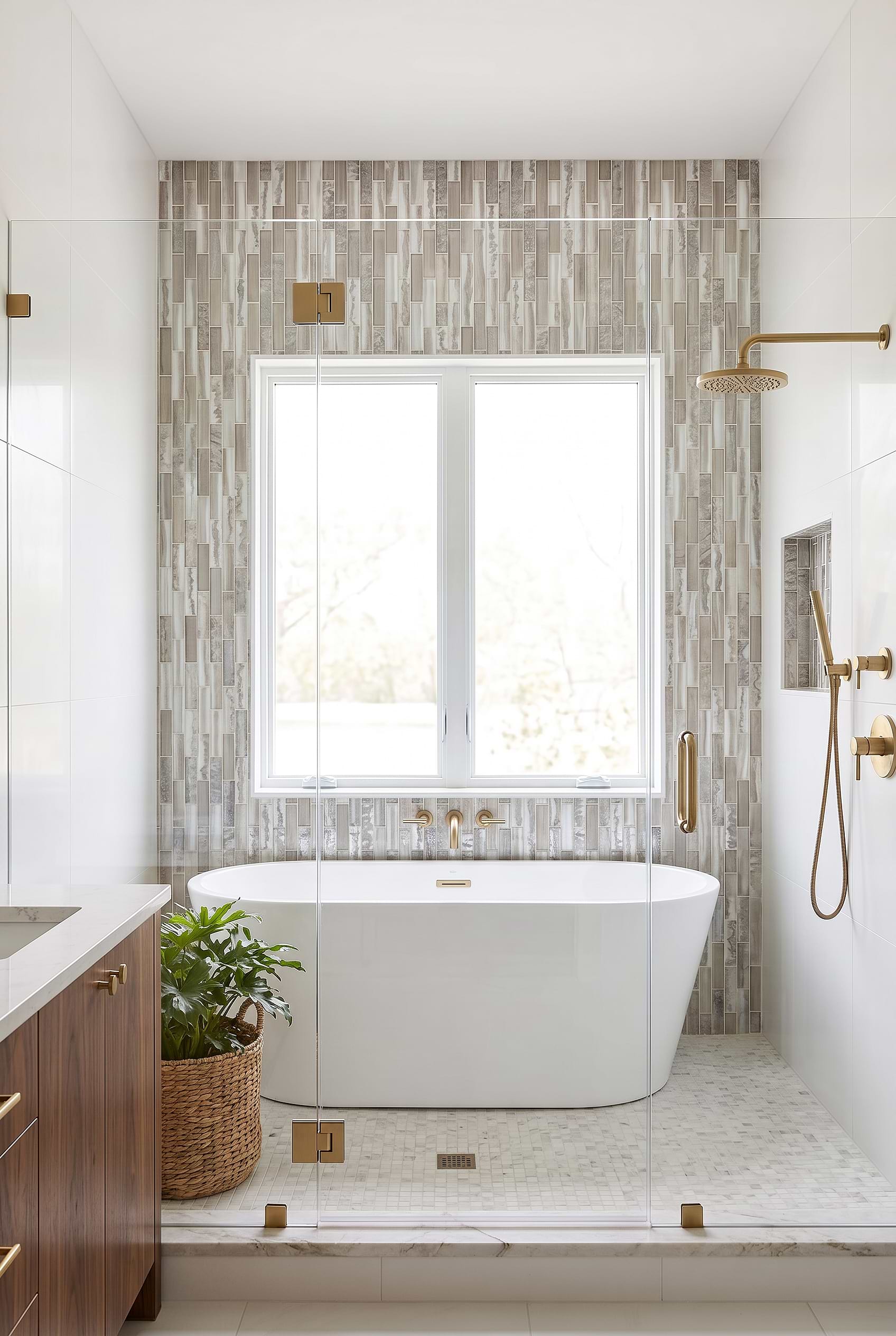 Brown Glass Subway Shower Wall Tile BA6201