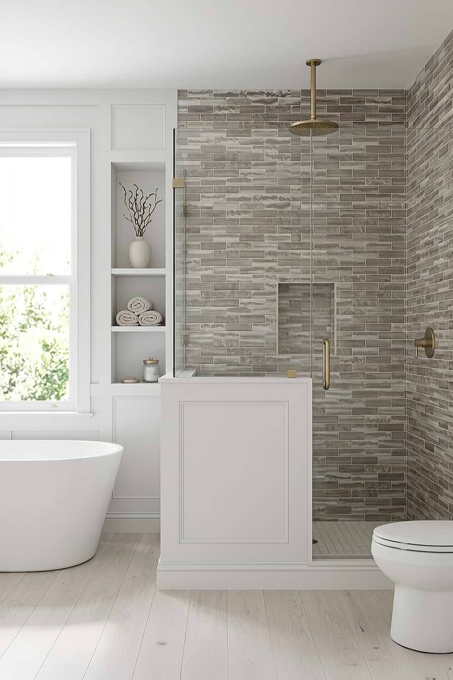 Brown Subway Glass Shower Wall Tile BA6201