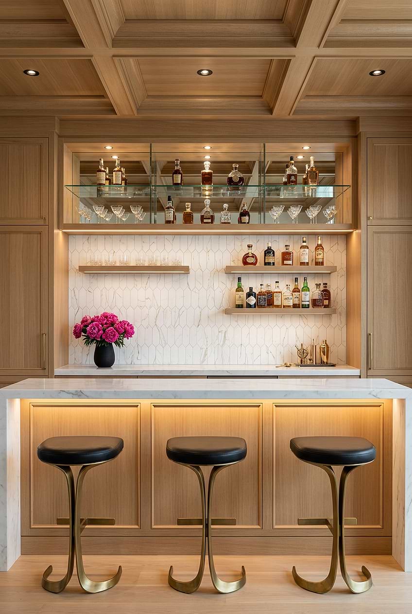 Calacatta Gold Glass Luxury Bar Backsplash BA6702