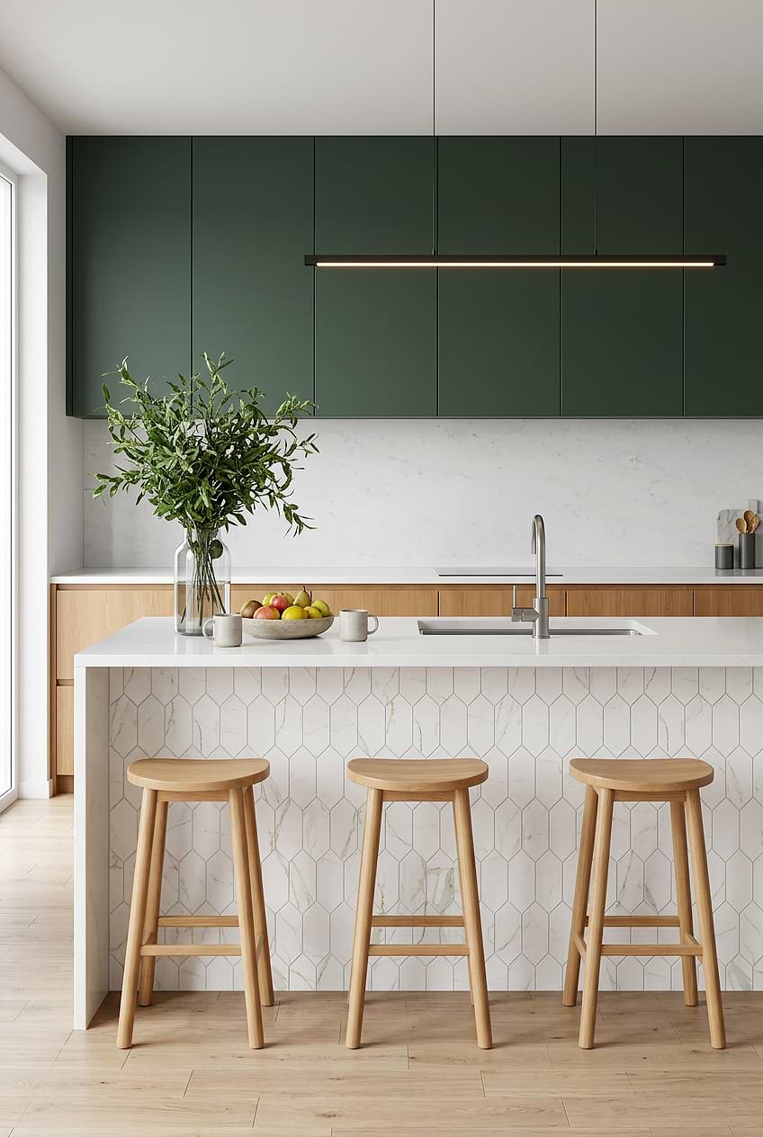 Calacatta Gold Glass Picket Kitchen BA6702