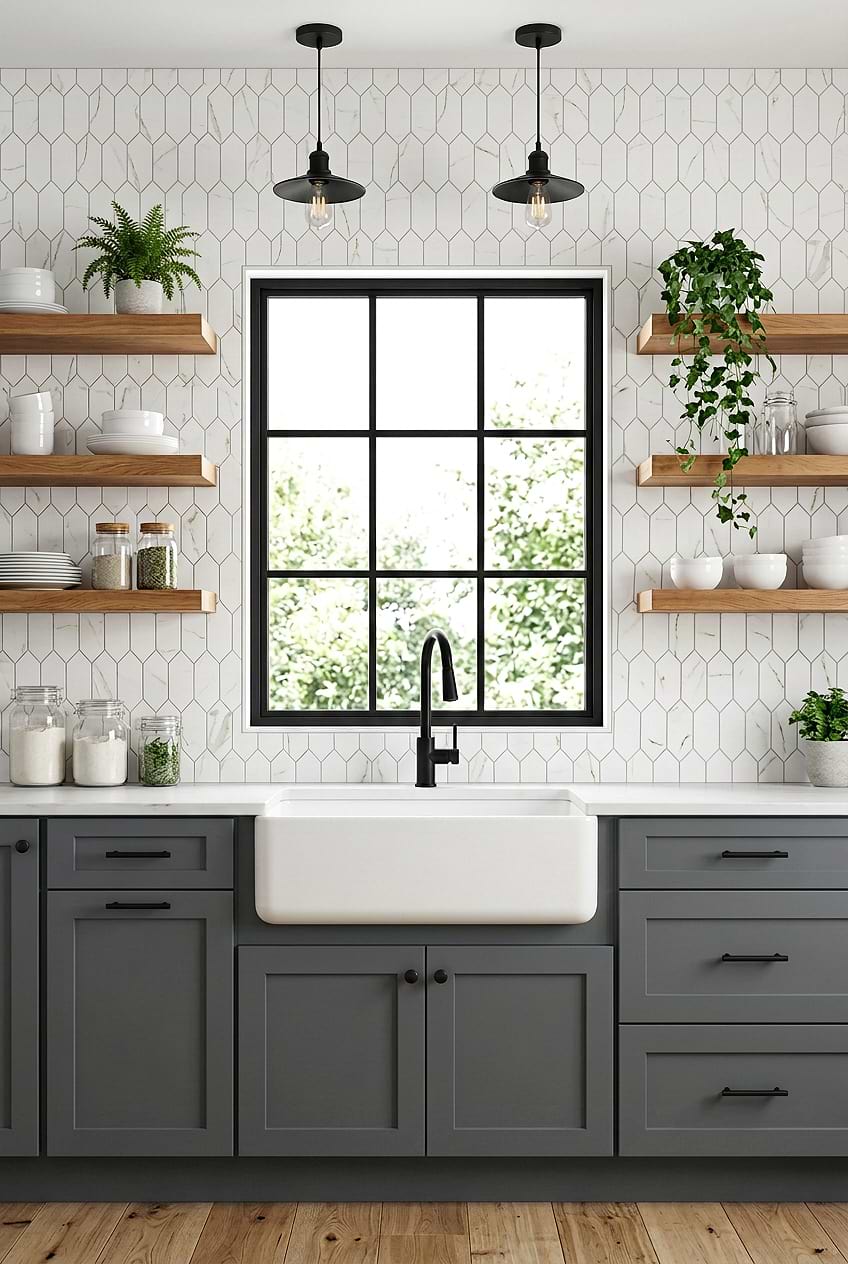 Calacatta Gold Picket Tile for Farmhouse Kitchen BA6702