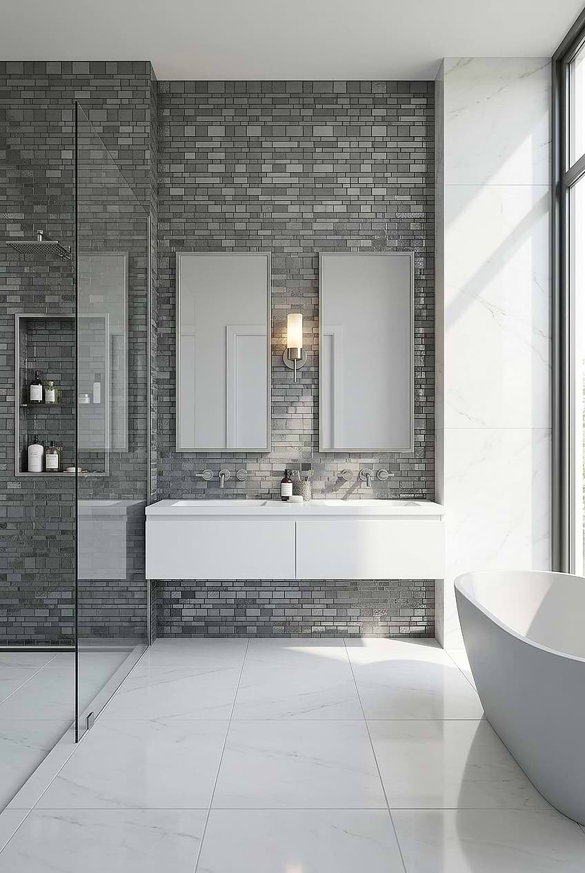 Charcoal Gray Glass Subway Bathroom BA7018 Charcoal Gray Glass Subway Bathroom BA7018