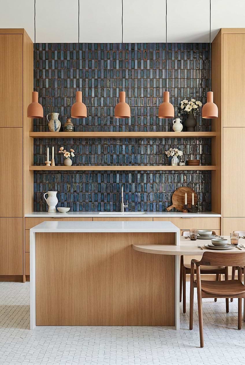 Deep Blue Rustic Glass Mosaic Kitchen BA6204
