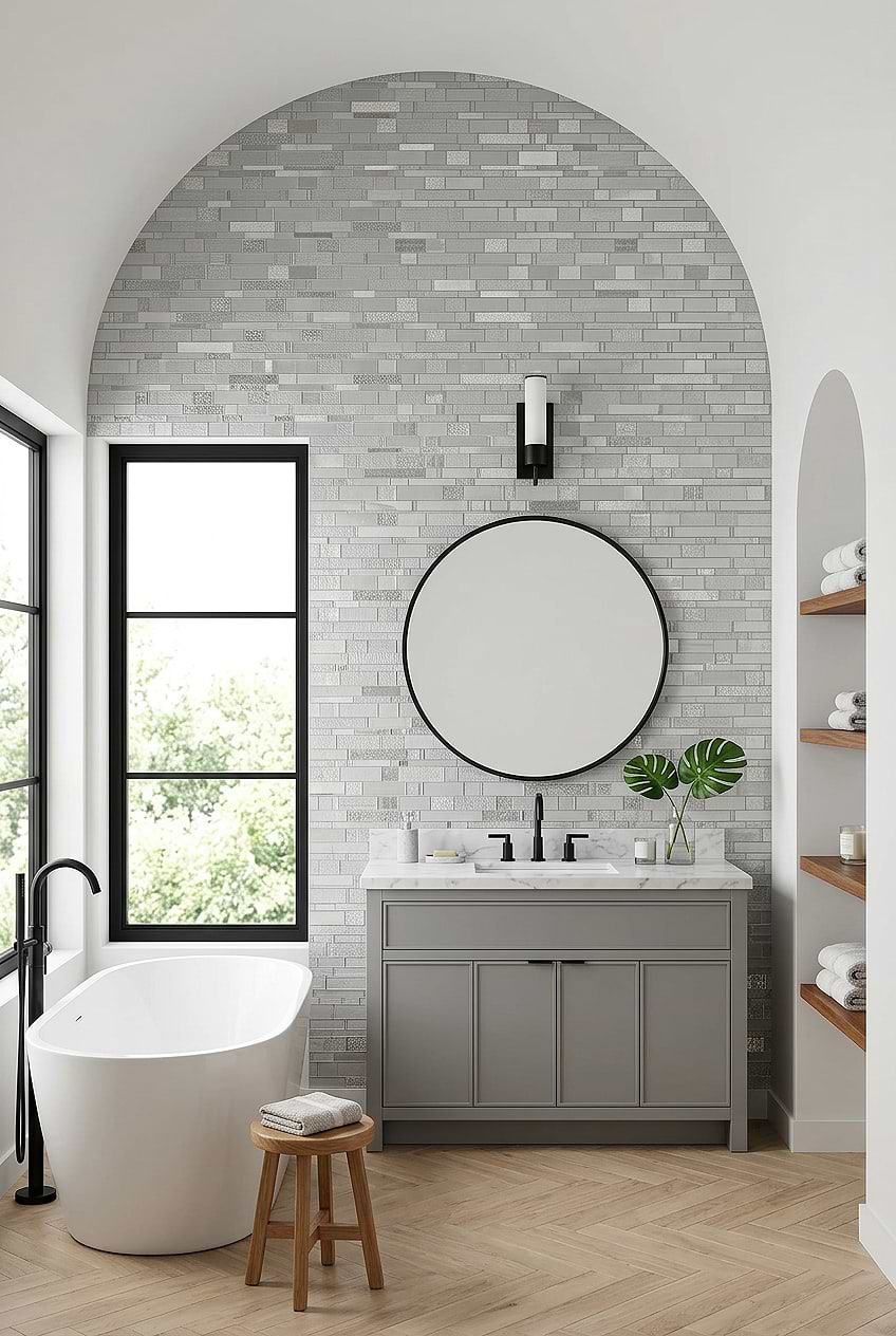 Diamond Gray Glass Artisan Bathroom Mosaic BA7020 Diamond Gray Glass Artisan Bathroom Mosaic BA7020