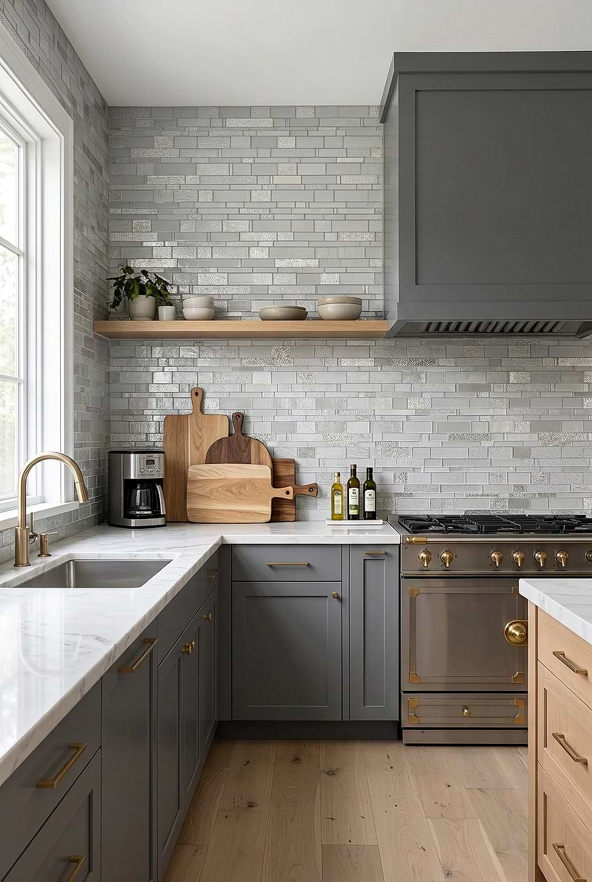 Diamond Gray Glass Subway Kitchen Tile BA7020
