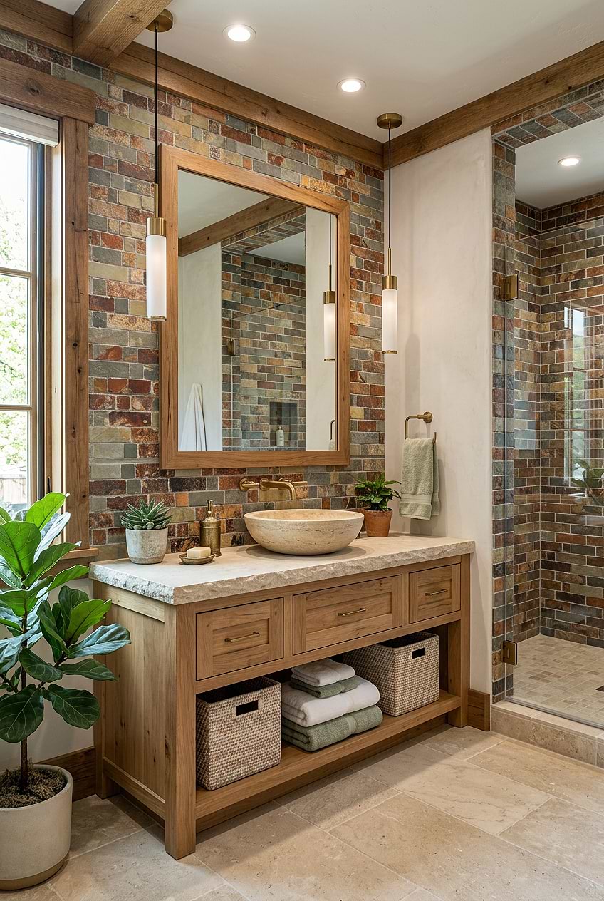 Earthy Brown Slate Mosaic Bathroom Tile BA1063