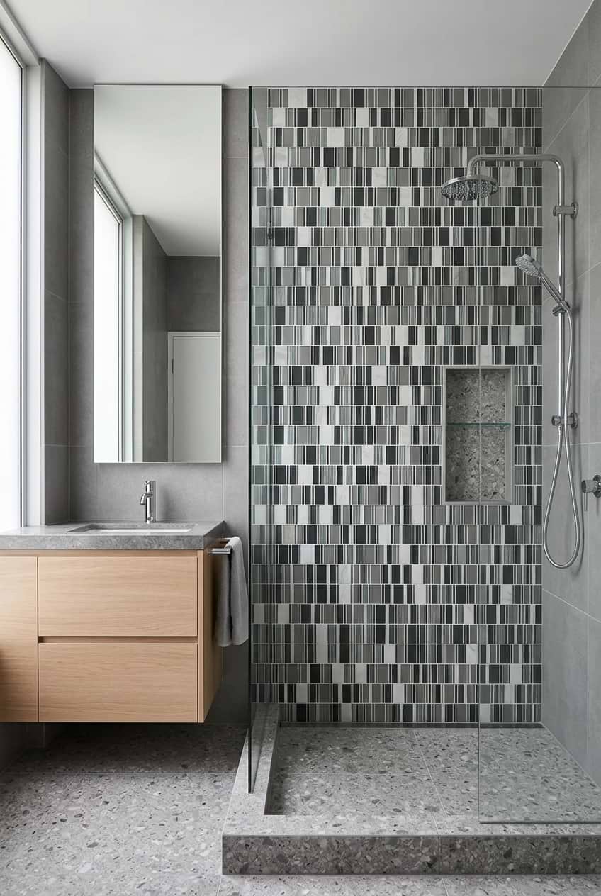 Gray Blue Glass Marble Shower Tile BA1191 Gray Blue Glass Marble Shower Tile BA1191