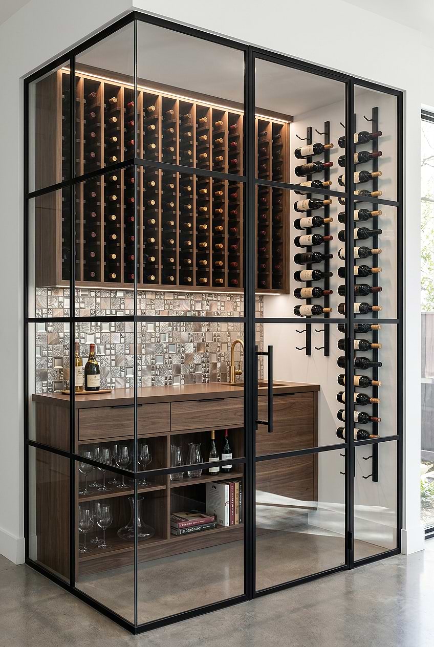 Gray Copper Mosaic Modern Wine Cellar BA62010 Gray Copper Mosaic Modern Wine Cellar BA62010