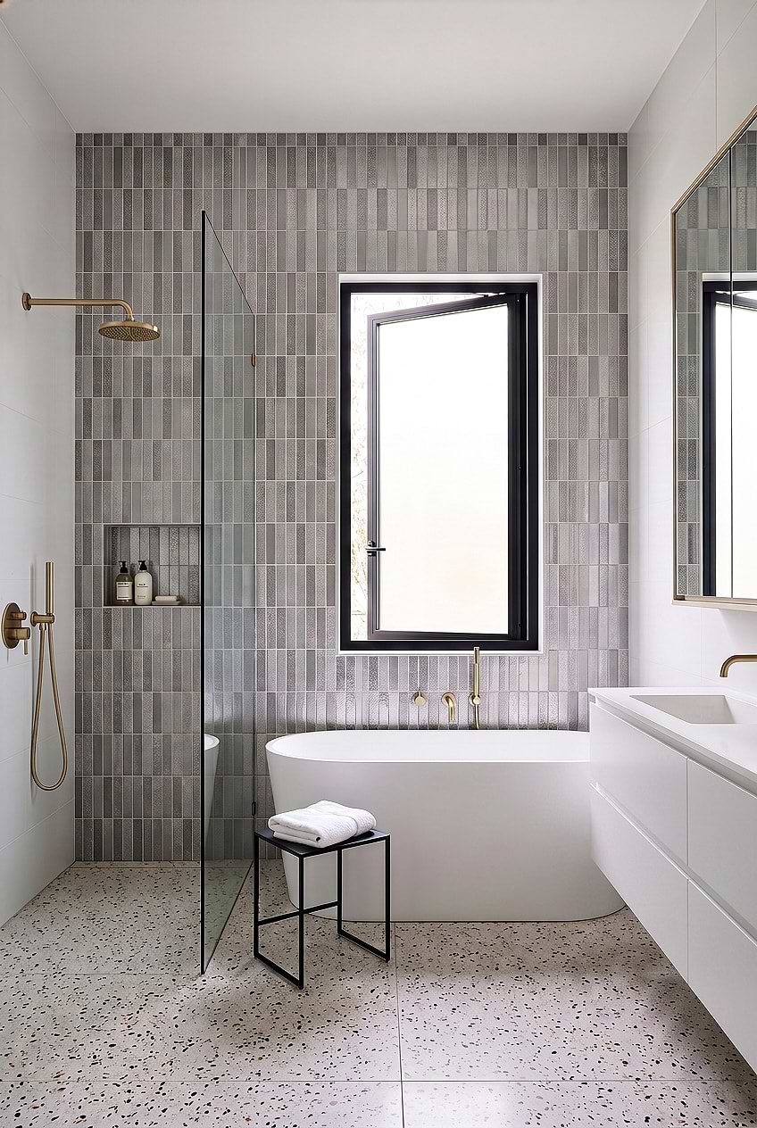 Gray Metallic Mosaic Shower Wall BA6205