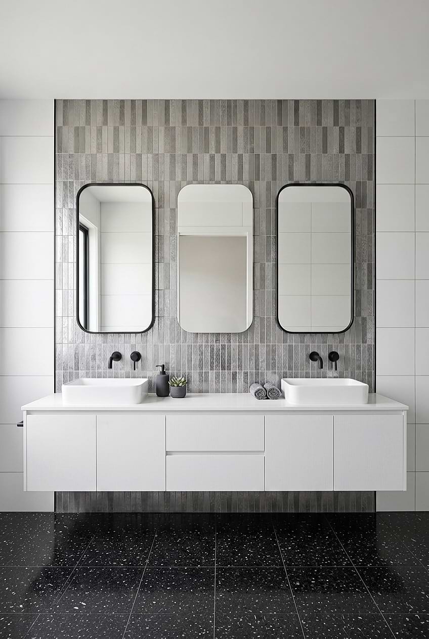 Gray Metallic Vertical Double Vanity Tile BA6205
