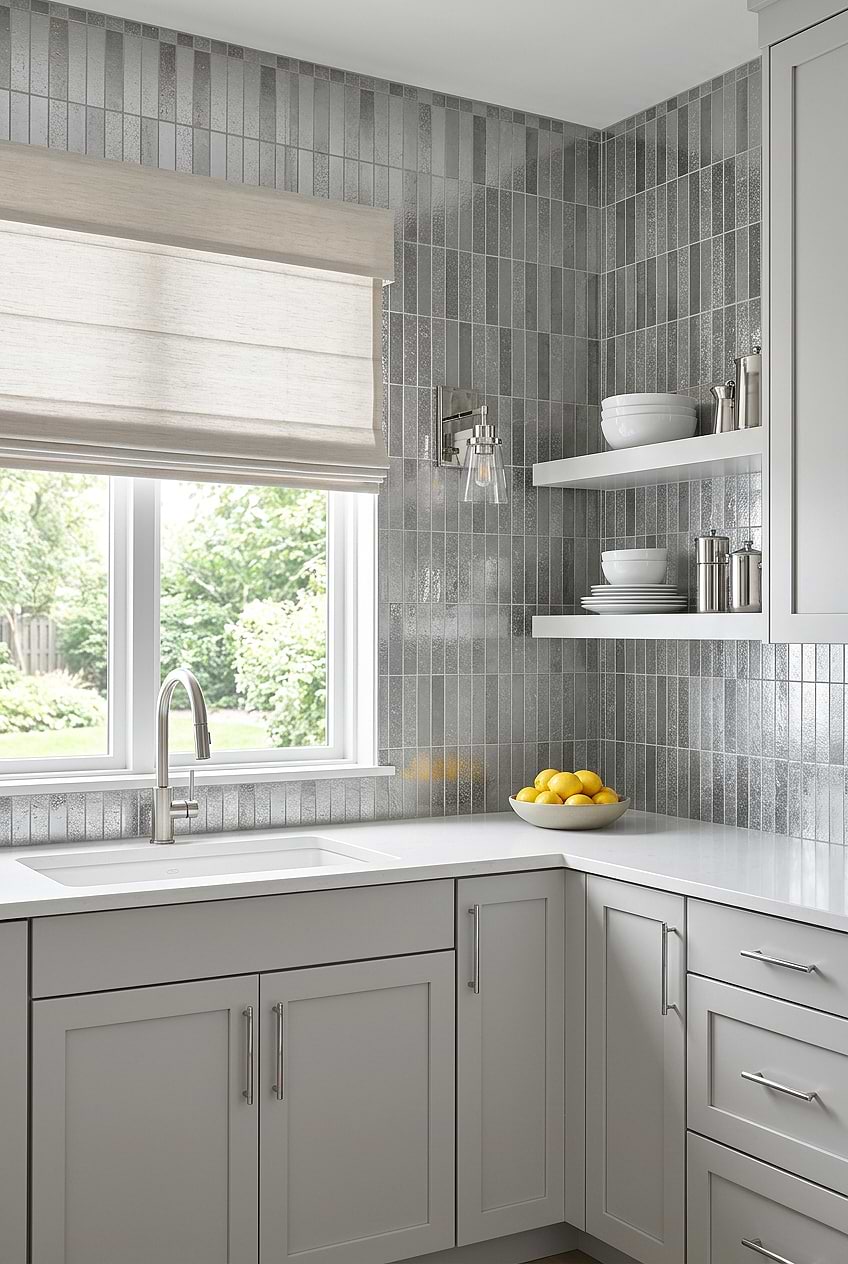 Gray Metallic Vertical Kitchen Tile BA6205 Gray Metallic Vertical Kitchen Tile BA6205