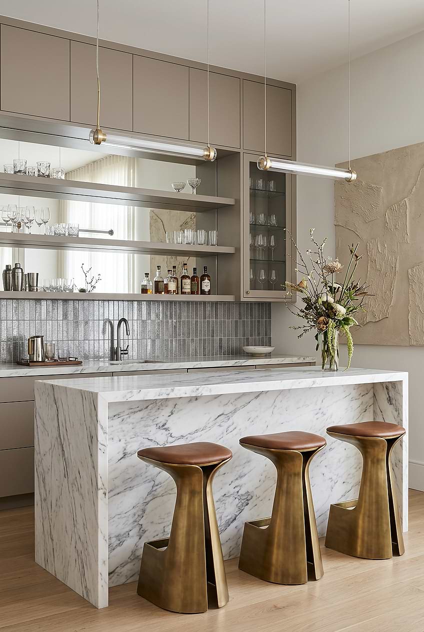 Gray Metallic Vertical Modern Bar Tile BA6205
