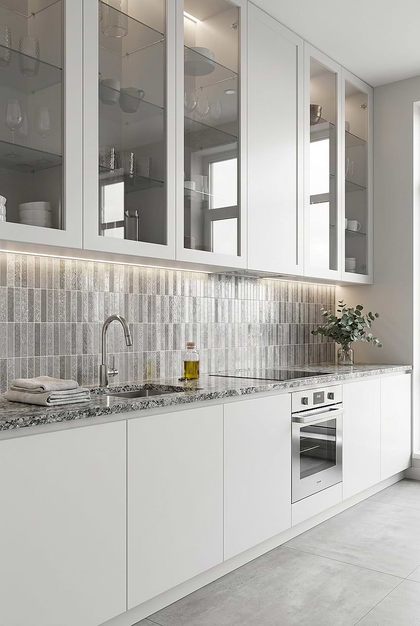 Gray Metallic Vertical Tile Kitchen BA6205