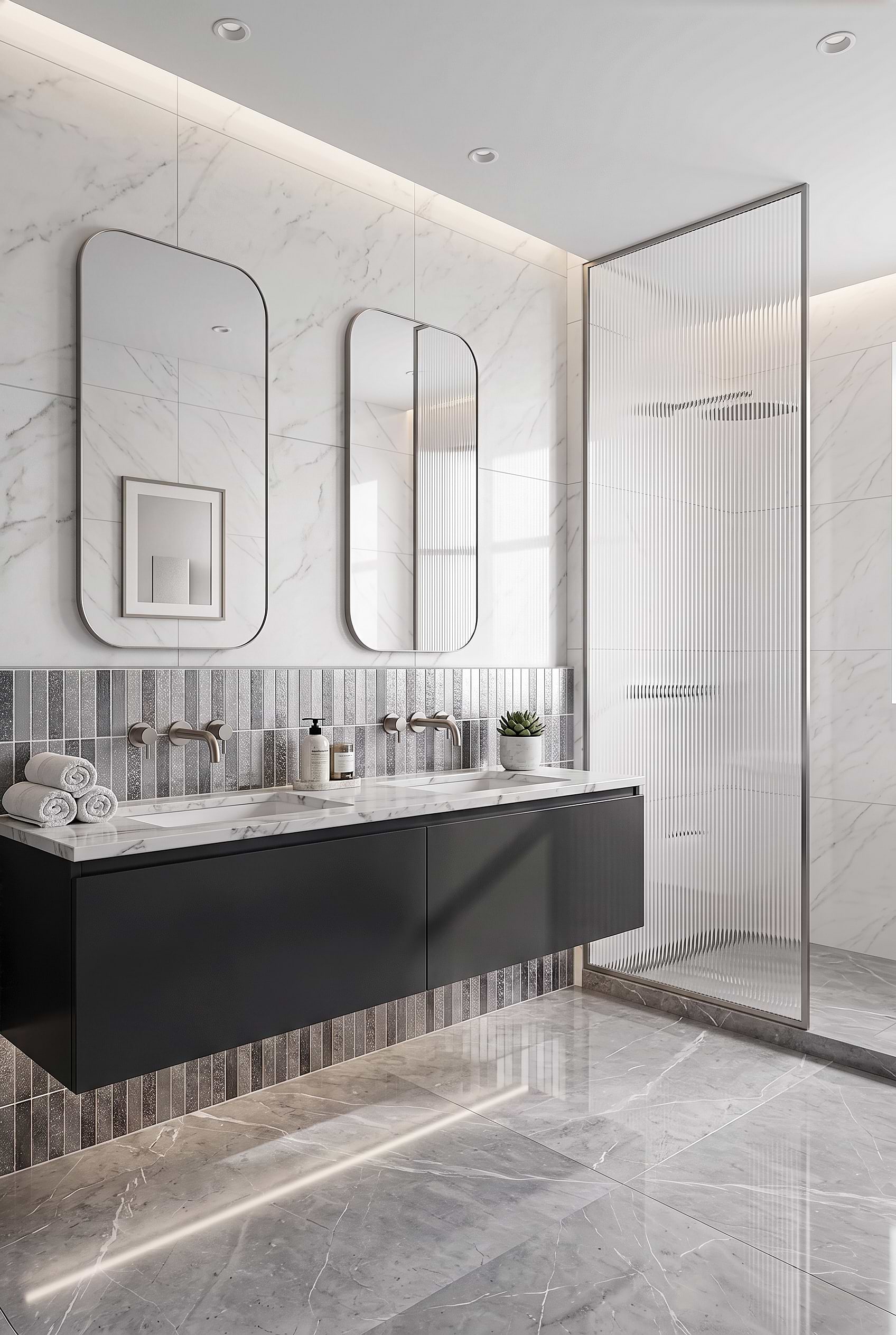 Gray Metallic Vertical Vanity Wall Tile BA6205