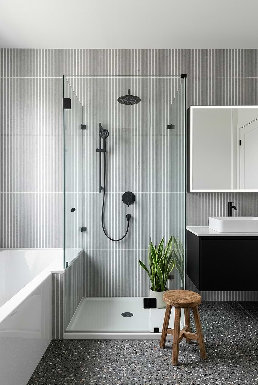 Gray Porcelain Vertical Shower Wall Tile BA4503