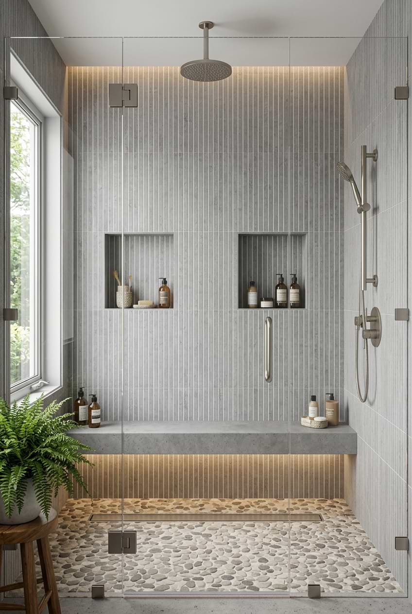 Gray Porcelain Walk In Shower BA4503