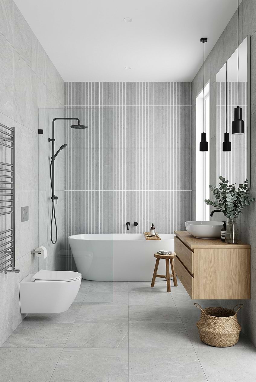 Gray Vertical Porcelain Bathroom Wall BA4503 Gray Vertical Porcelain Bathroom Wall BA4503