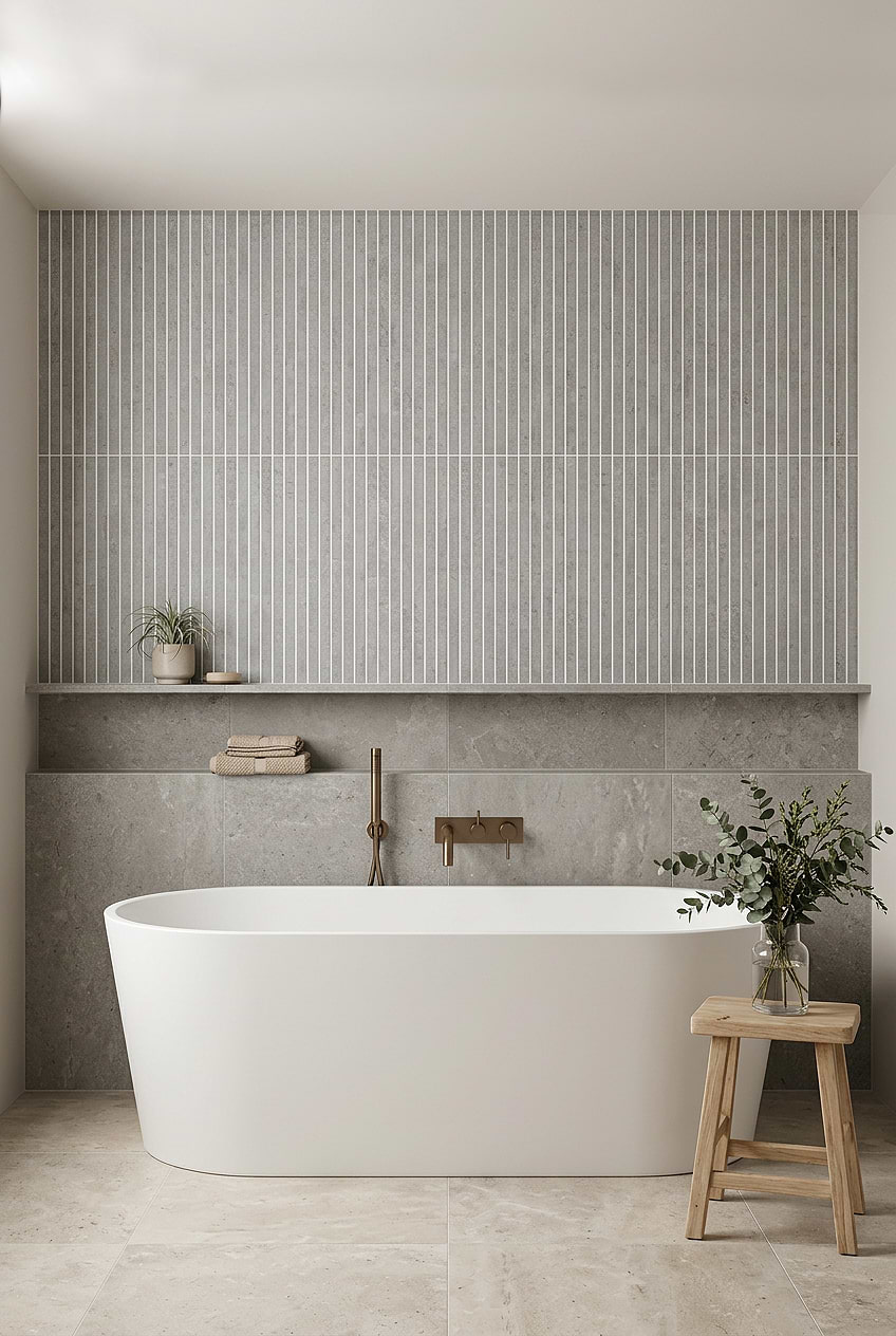 Gray Vertical Porcelain Feature Wall BA4503 Gray Vertical Porcelain Feature Wall BA4503