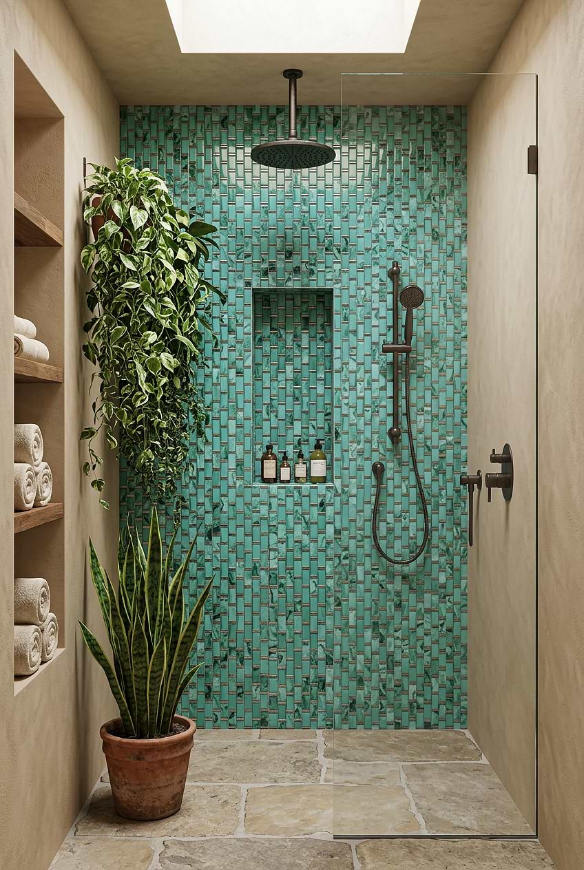 Green Beveled Glass Shower Tile BA8013 Green Beveled Glass Shower Tile BA8013