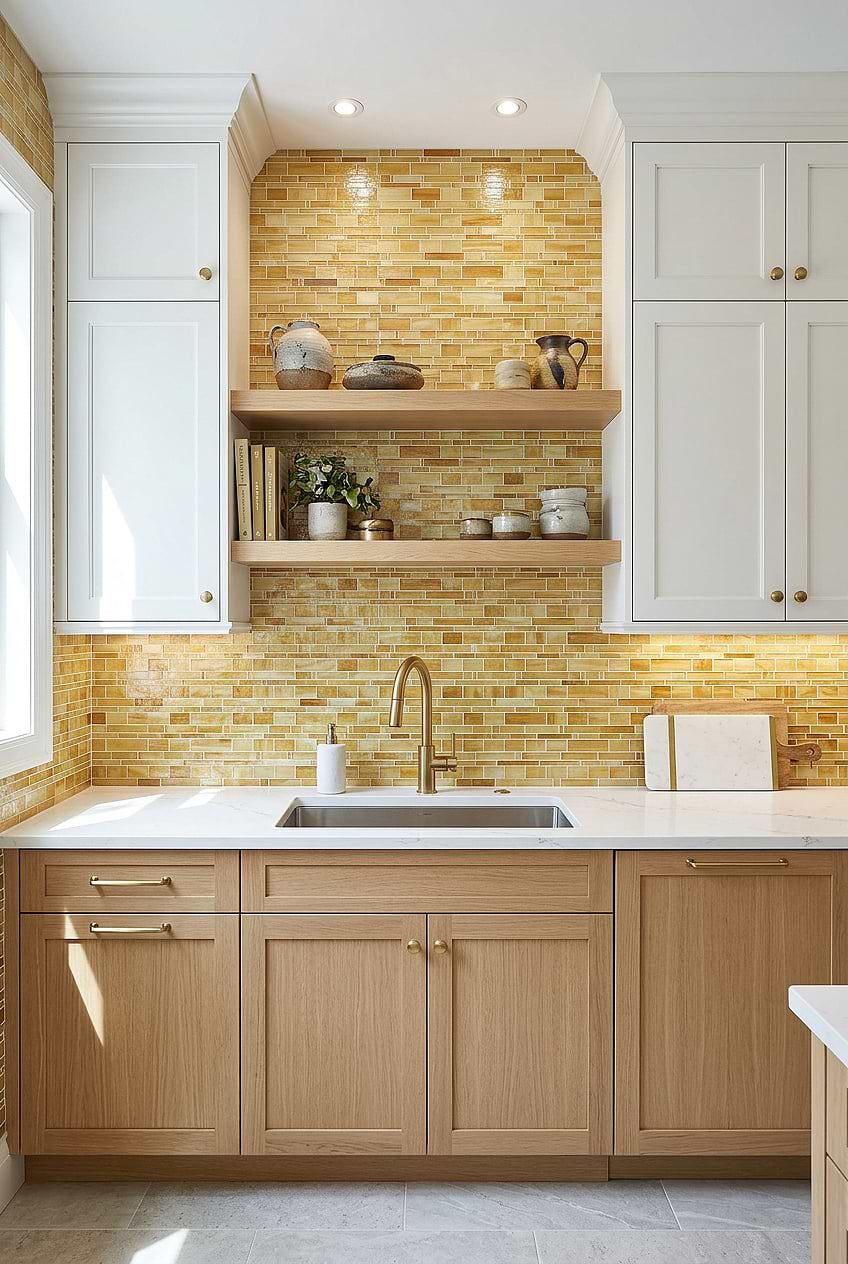 Honey Onyx Artisan Glass Kitchen Tile BA7017
