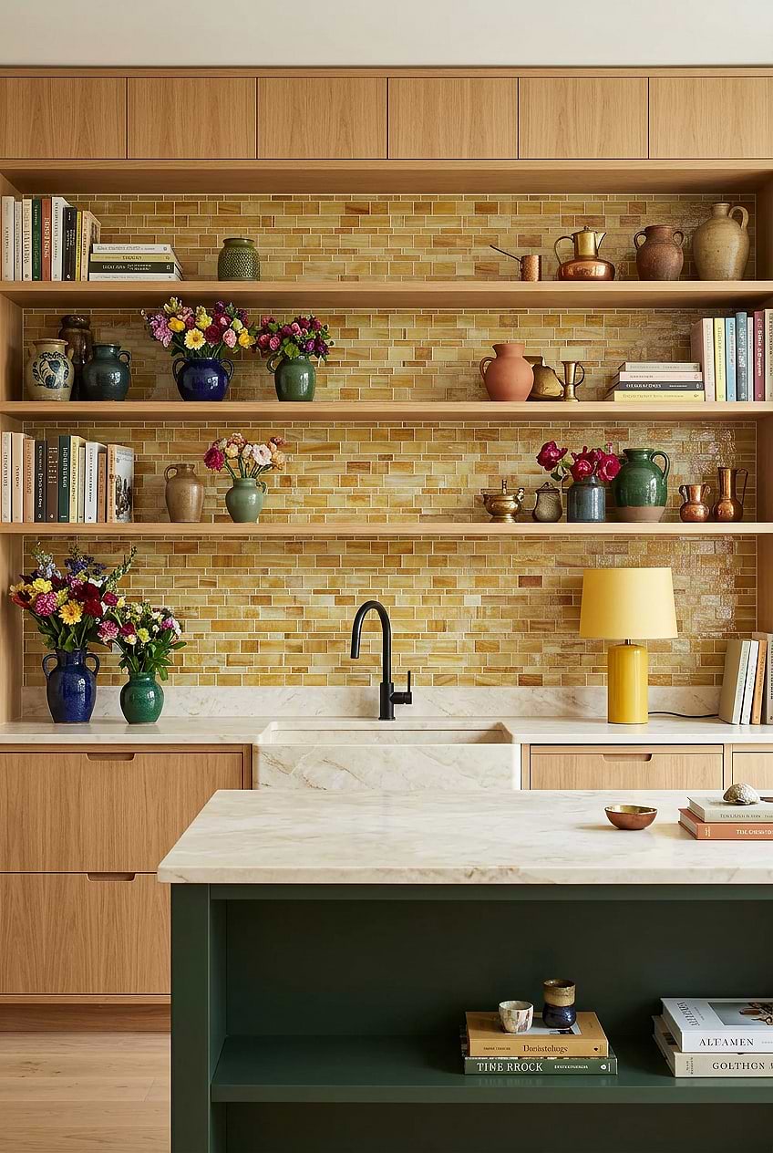 Honey Onyx Glass Artisan Kitchen Backsplash BA7017
