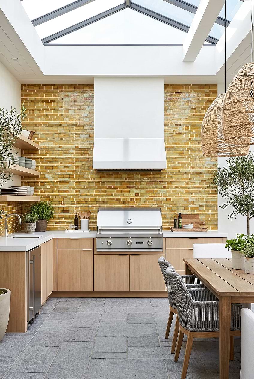 Honey Onyx Glass Outdoor Kitchen BA7017