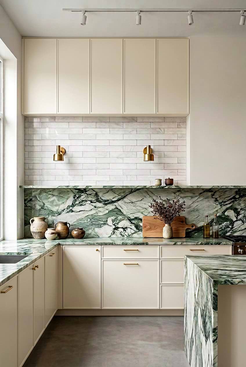 Large White Marble Subway Kitchen Backsplash BA8035